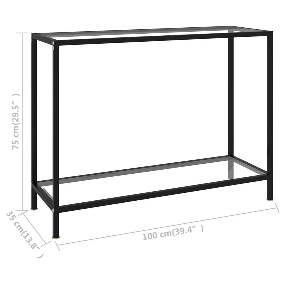 vidaXL Console Table Transparent 39.4"x13.8"x29.5" Tempered Glass 2835. Picture 6