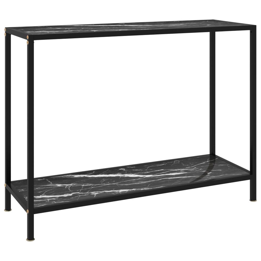 vidaXL Console Table Black 39.4"x13.8"x29.5" Tempered Glass 2838. Picture 1