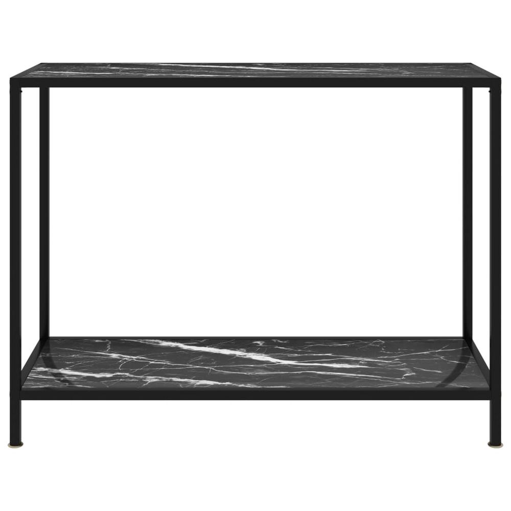 vidaXL Console Table Black 39.4"x13.8"x29.5" Tempered Glass 2838. Picture 2