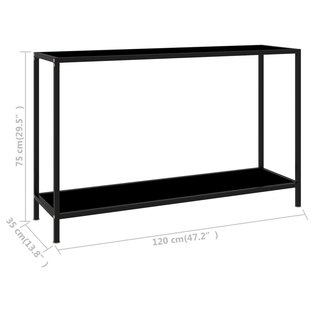 vidaXL Console Table Black 47.2"x13.8"x29.5" Tempered Glass 2840. Picture 6