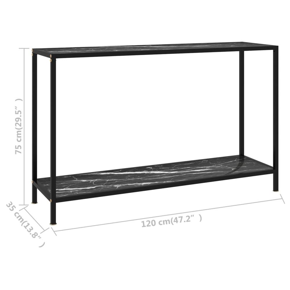 vidaXL Console Table Black 47.2"x13.8"x29.5" Tempered Glass 2842. Picture 6