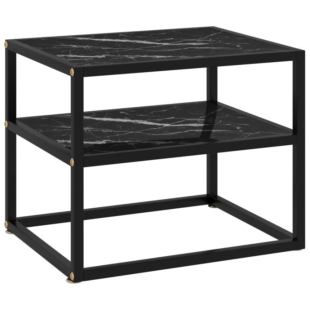 vidaXL Console Table Black 19.7"x15.7"x15.7" Tempered Glass 2854. Picture 1
