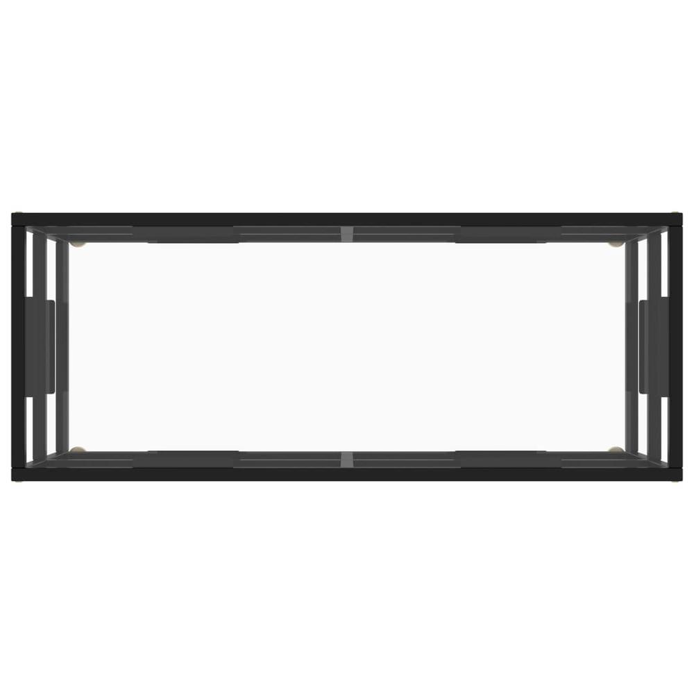 vidaXL TV Cabinet Black with Tempered Glass 39.4"x15.7"x15.7" 2855. Picture 4