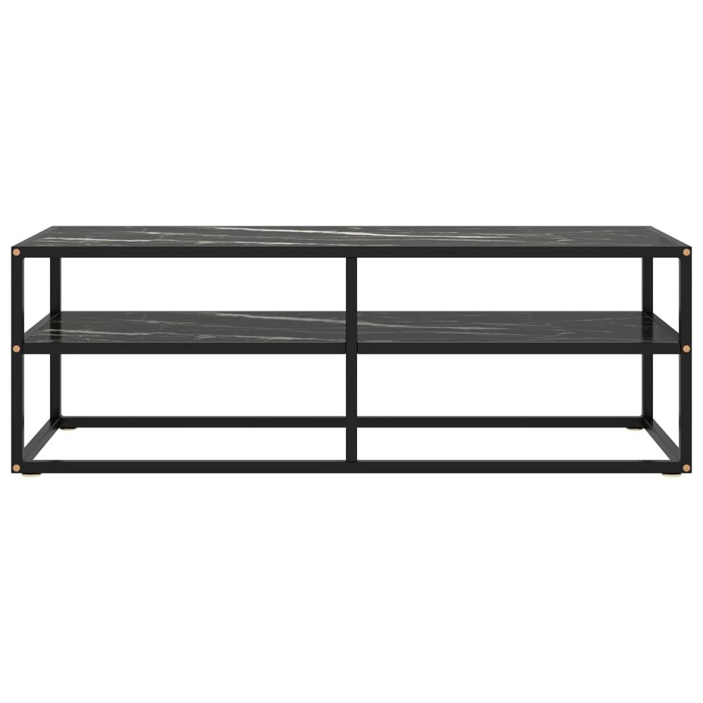 vidaXL TV Cabinet Black with Black Marble Glass 47.2"x15.7"x15.7" 2862. Picture 2