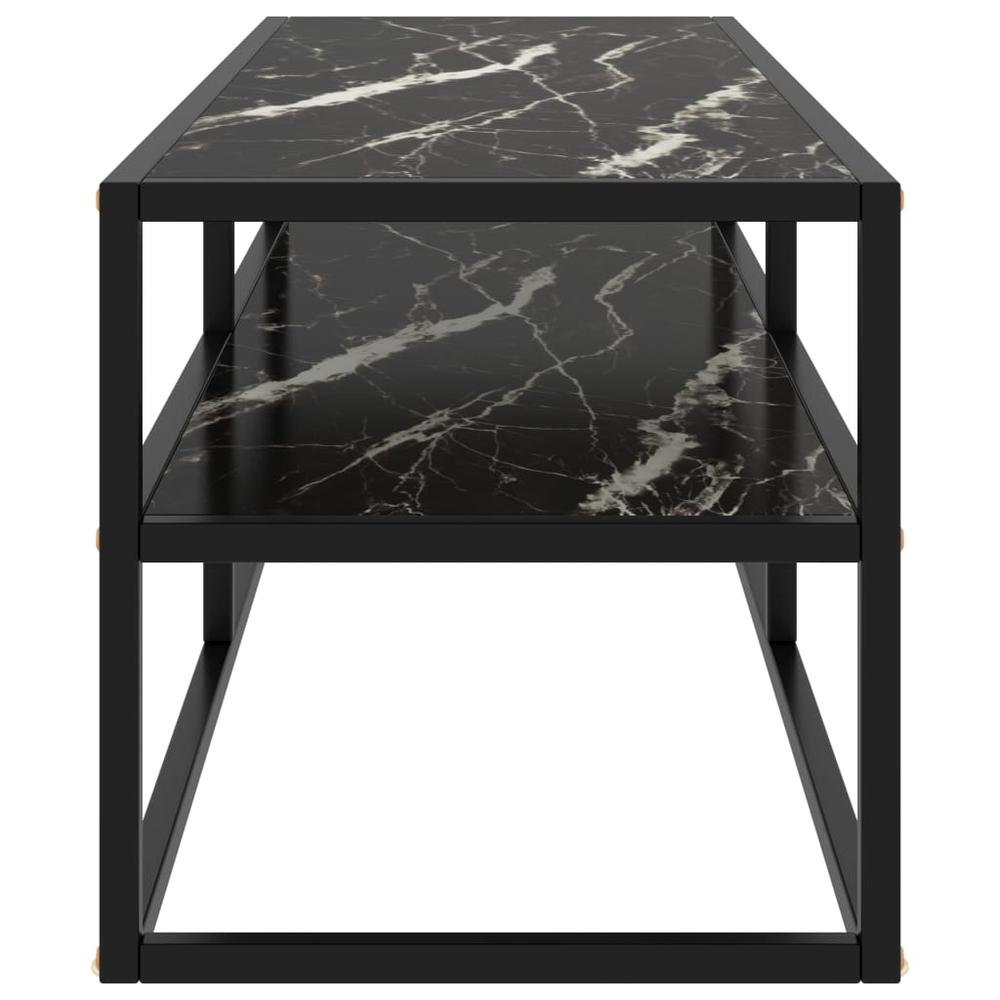 vidaXL TV Cabinet Black with Black Marble Glass 47.2"x15.7"x15.7" 2862. Picture 3