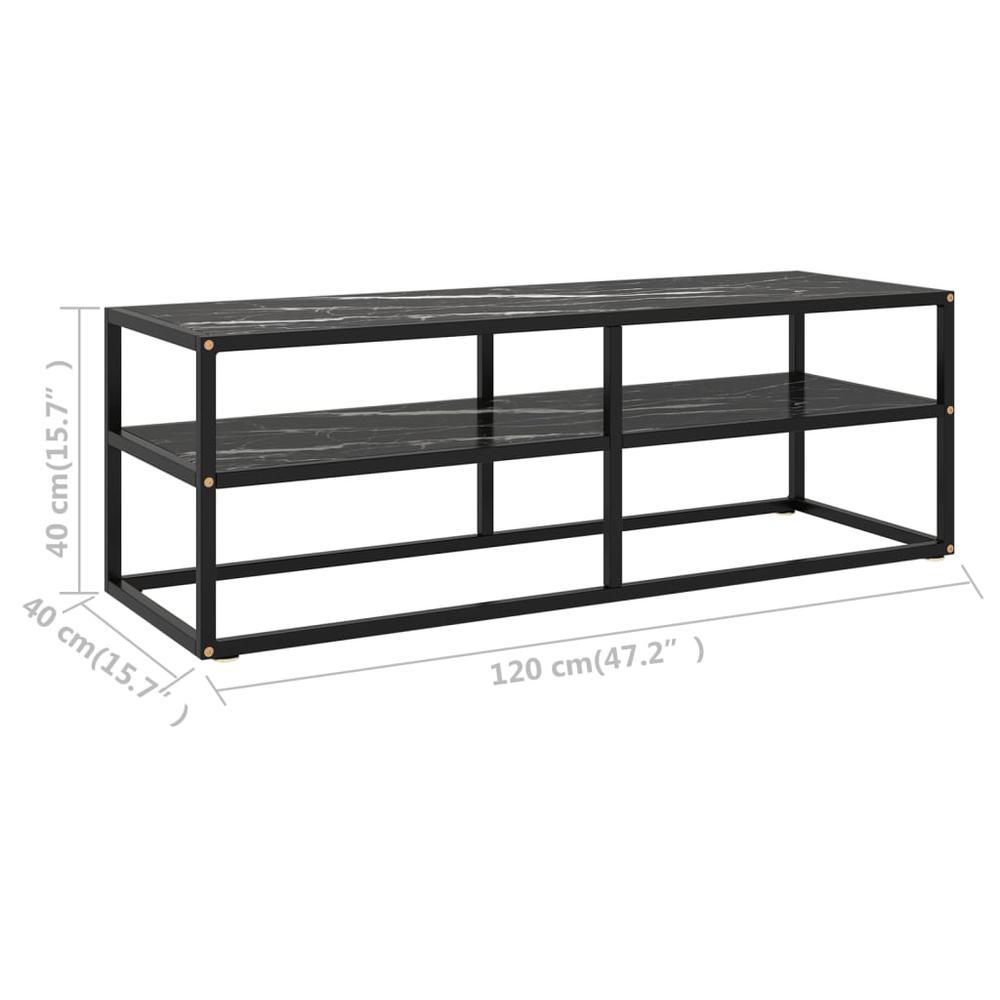 vidaXL TV Cabinet Black with Black Marble Glass 47.2"x15.7"x15.7" 2862. Picture 6