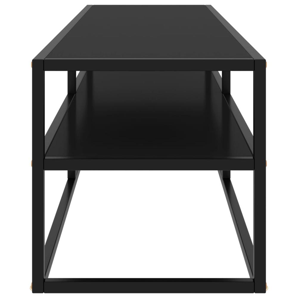 vidaXL TV Cabinet Black with Black Glass 55.1"x15.7"x15.7" 2864. Picture 3