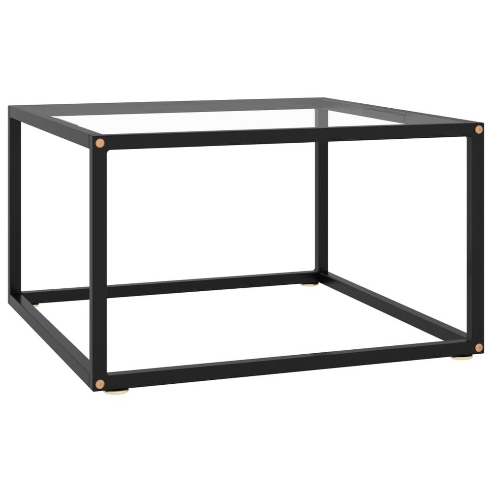 vidaXL Tea Table Black with Tempered Glass 23.6"x23.6"x13.8" 2871. Picture 1