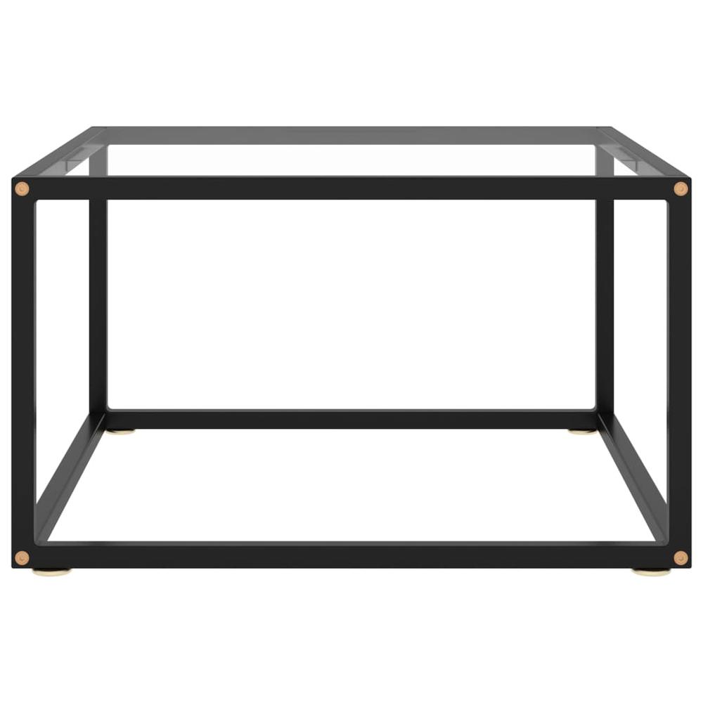 vidaXL Tea Table Black with Tempered Glass 23.6"x23.6"x13.8" 2871. Picture 2