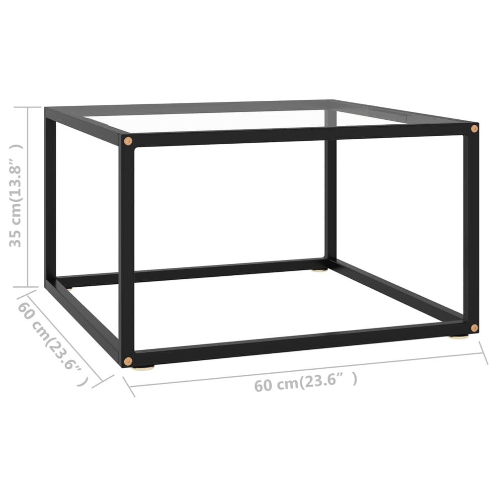 vidaXL Tea Table Black with Tempered Glass 23.6"x23.6"x13.8" 2871. Picture 5