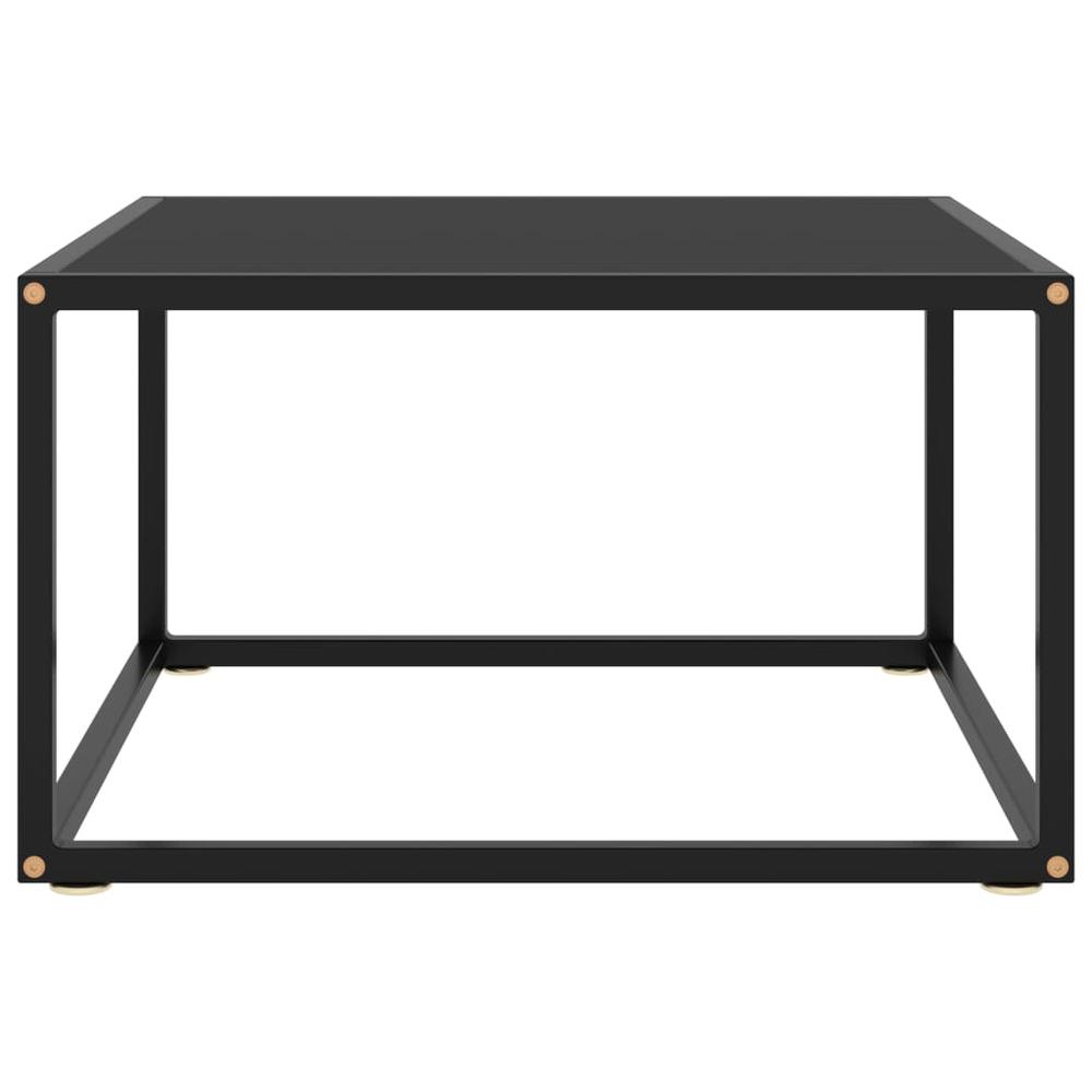 vidaXL Tea Table Black with Black Glass 23.6"x23.6"x13.8" 2872. Picture 2
