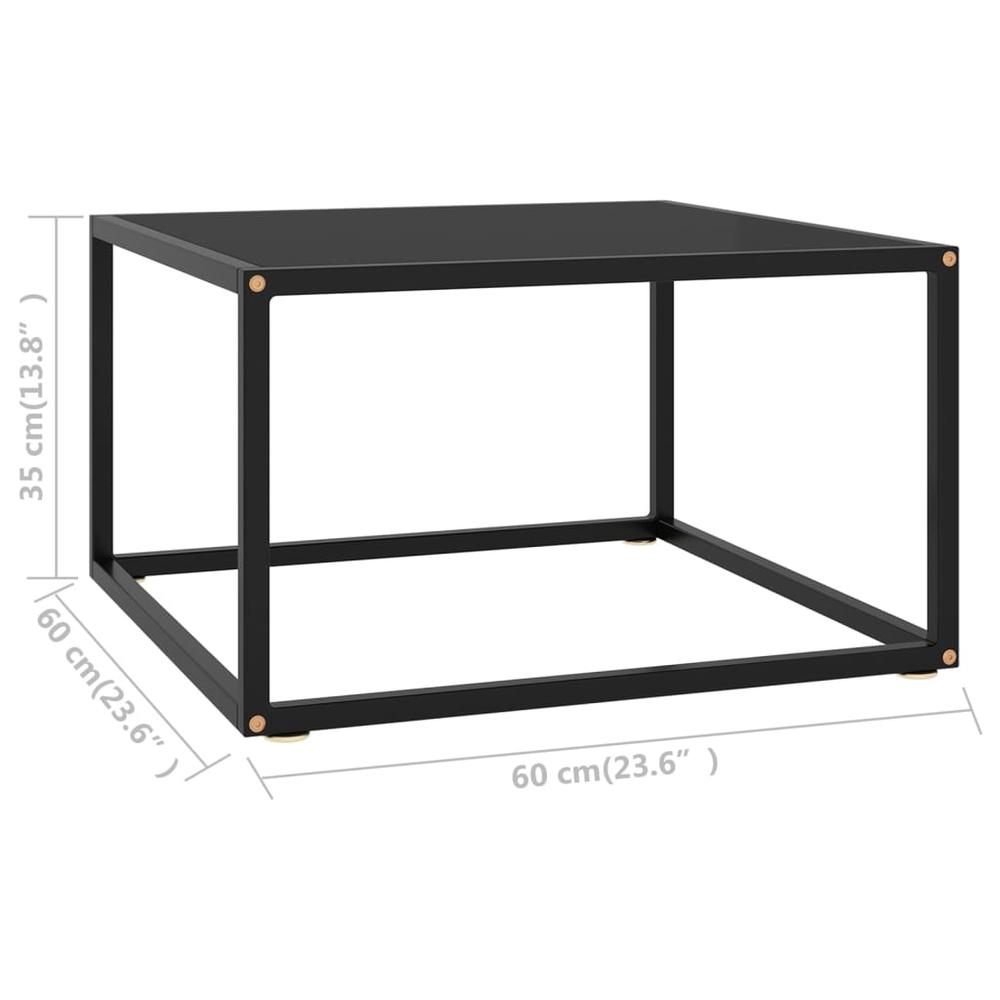 vidaXL Tea Table Black with Black Glass 23.6"x23.6"x13.8" 2872. Picture 5
