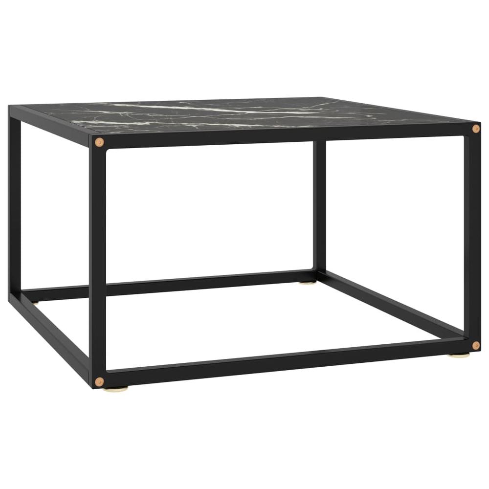 vidaXL Tea Table Black with Black Marble Glass 23.6"x23.6"x13.8" 2874. Picture 1