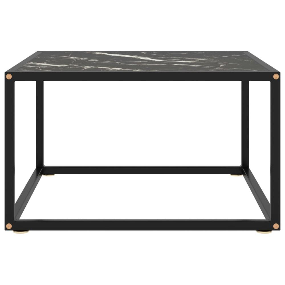 vidaXL Tea Table Black with Black Marble Glass 23.6"x23.6"x13.8" 2874. Picture 2