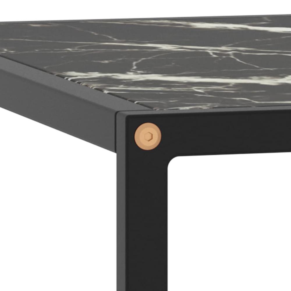 vidaXL Tea Table Black with Black Marble Glass 23.6"x23.6"x13.8" 2874. Picture 4