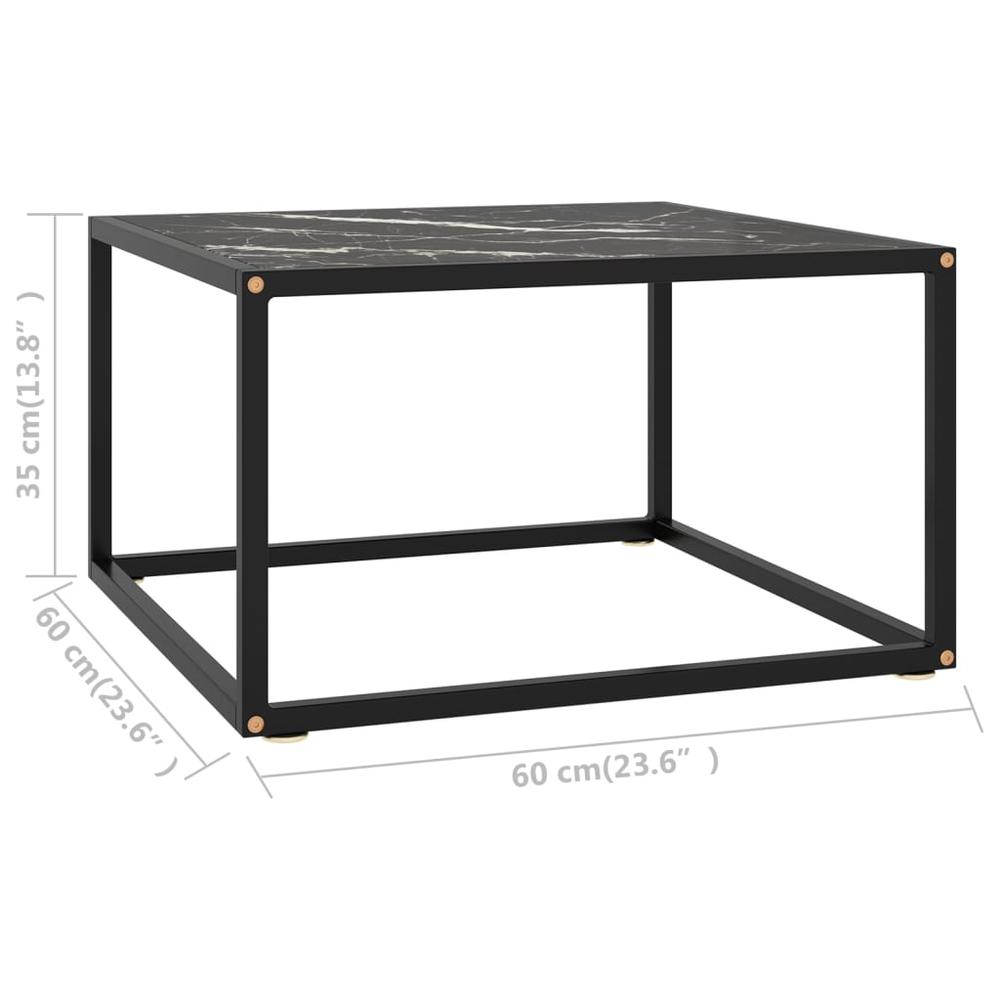 vidaXL Tea Table Black with Black Marble Glass 23.6"x23.6"x13.8" 2874. Picture 5