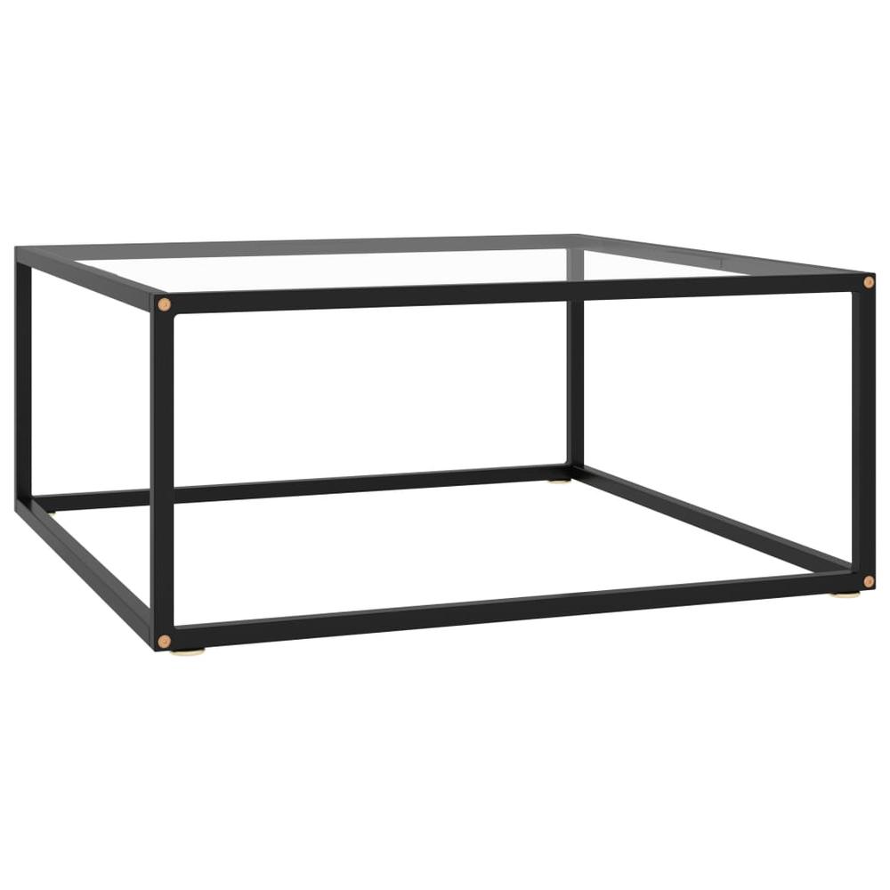 vidaXL Tea Table Black with Tempered Glass 31.5"x31.5"x13.8" 2875. Picture 1