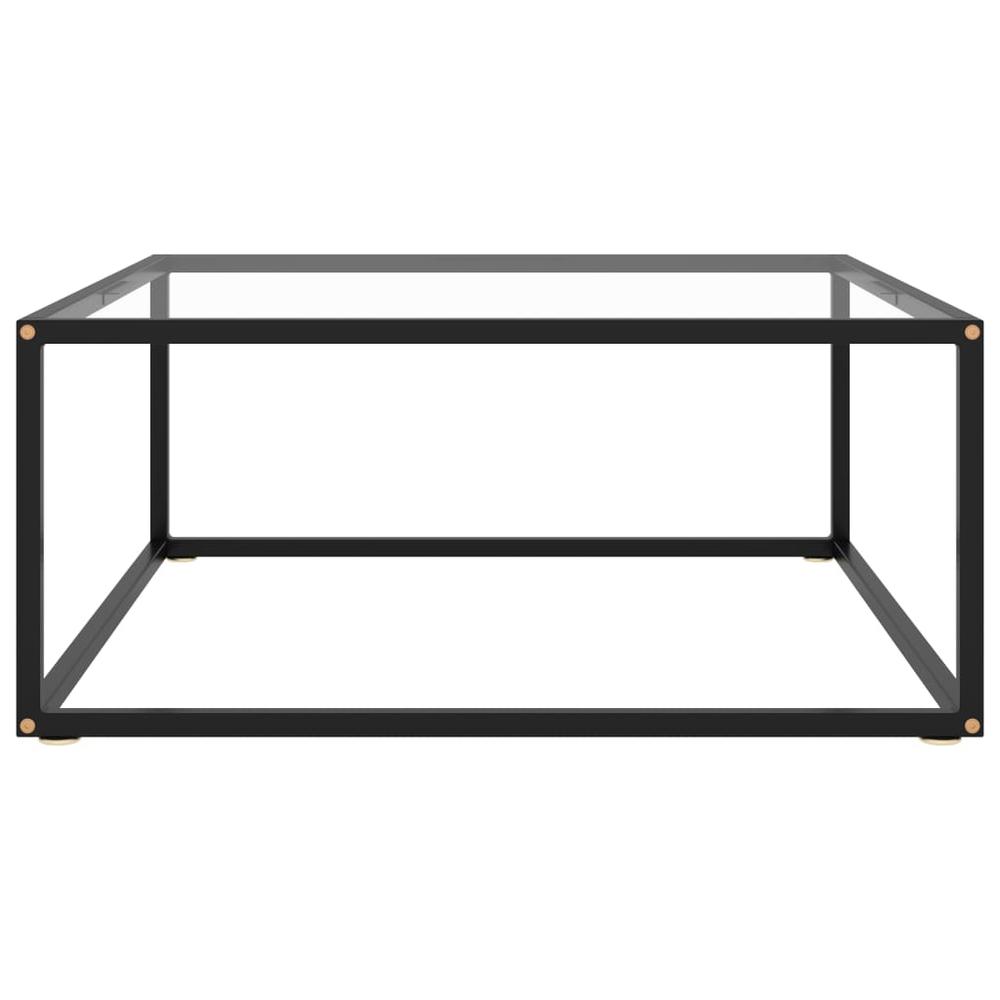 vidaXL Tea Table Black with Tempered Glass 31.5"x31.5"x13.8" 2875. Picture 2