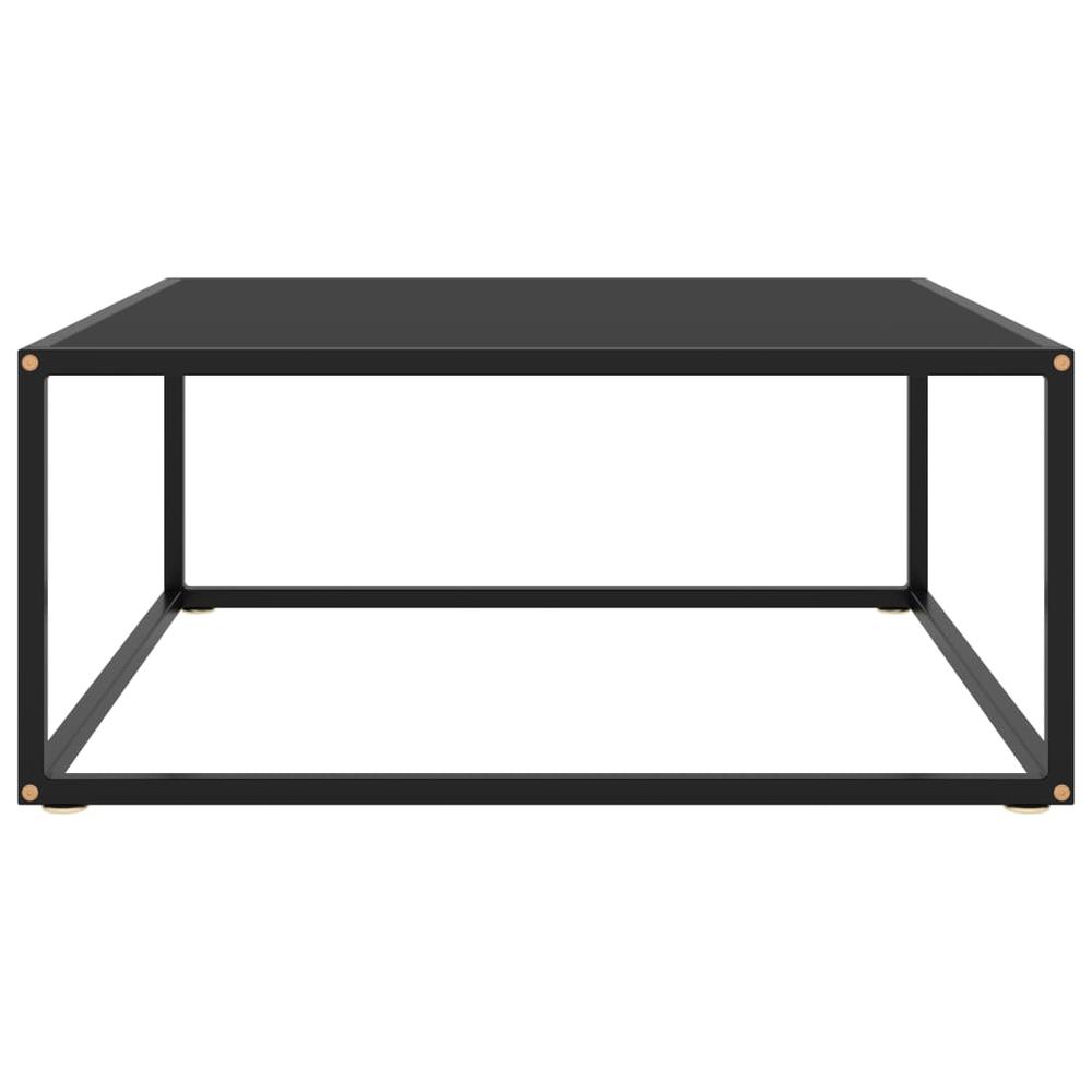 vidaXL Tea Table Black with Black Glass 31.5"x31.5"x13.8" 2876. Picture 2