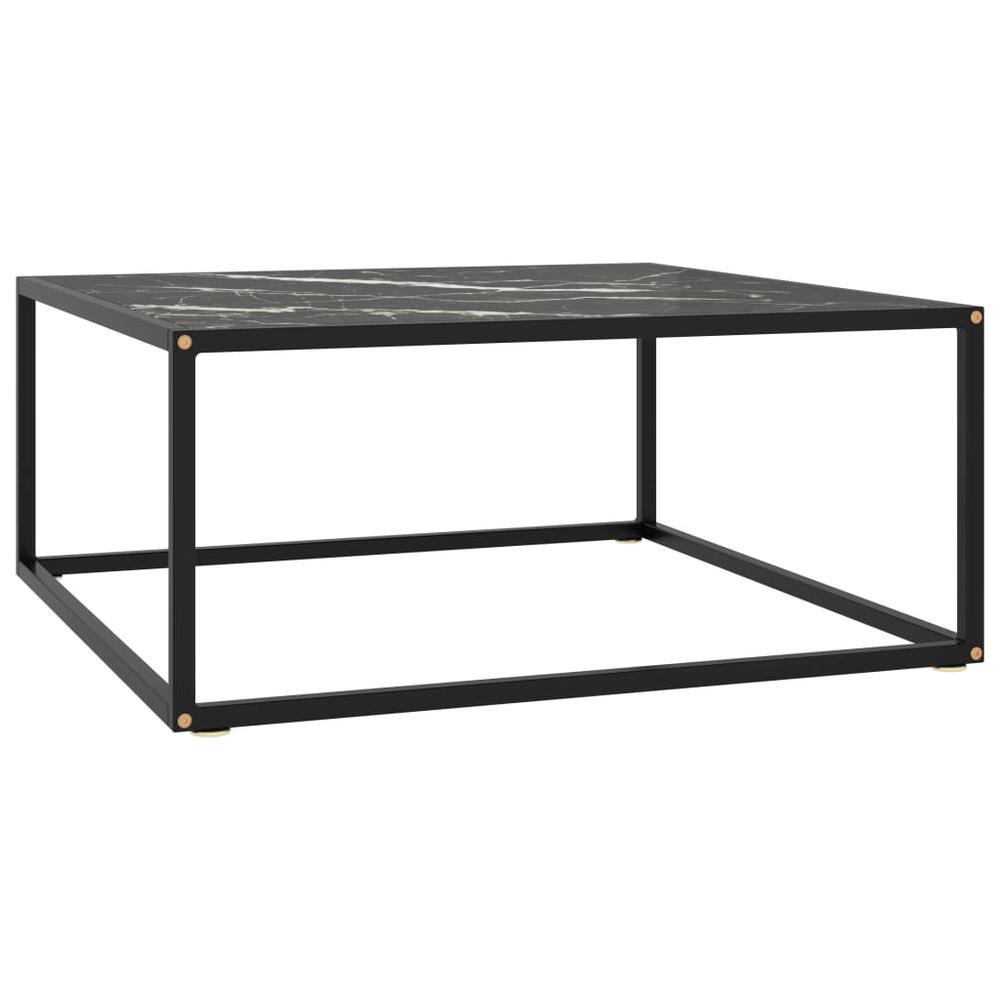 vidaXL Tea Table Black with Black Marble Glass 31.5"x31.5"x13.8" 2878. Picture 1