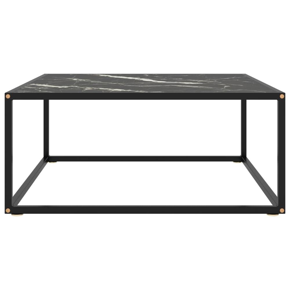 vidaXL Tea Table Black with Black Marble Glass 31.5"x31.5"x13.8" 2878. Picture 2