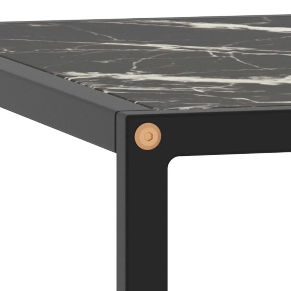 vidaXL Tea Table Black with Black Marble Glass 31.5"x31.5"x13.8" 2878. Picture 4