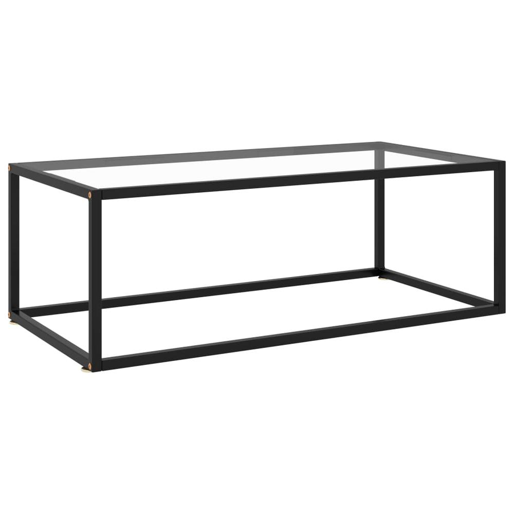vidaXL Tea Table Black with Tempered Glass 39.4"x19.7"x13.8" 2879. Picture 1