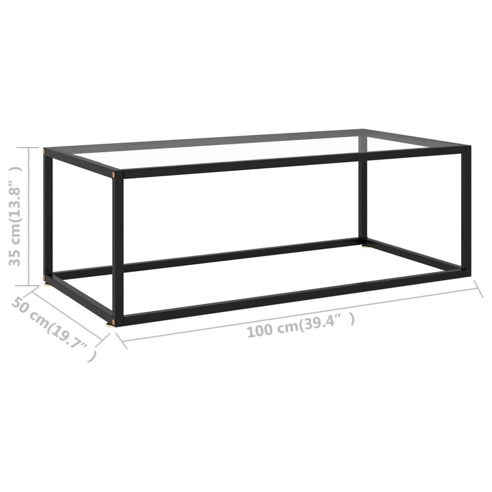 vidaXL Tea Table Black with Tempered Glass 39.4"x19.7"x13.8" 2879. Picture 6