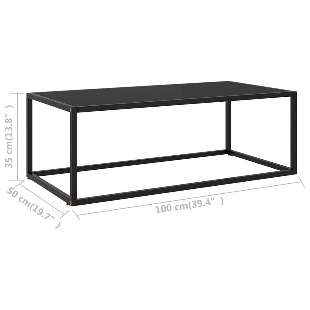 vidaXL Tea Table Black with Black Glass 39.4"x19.7"x13.8" 2880. Picture 6