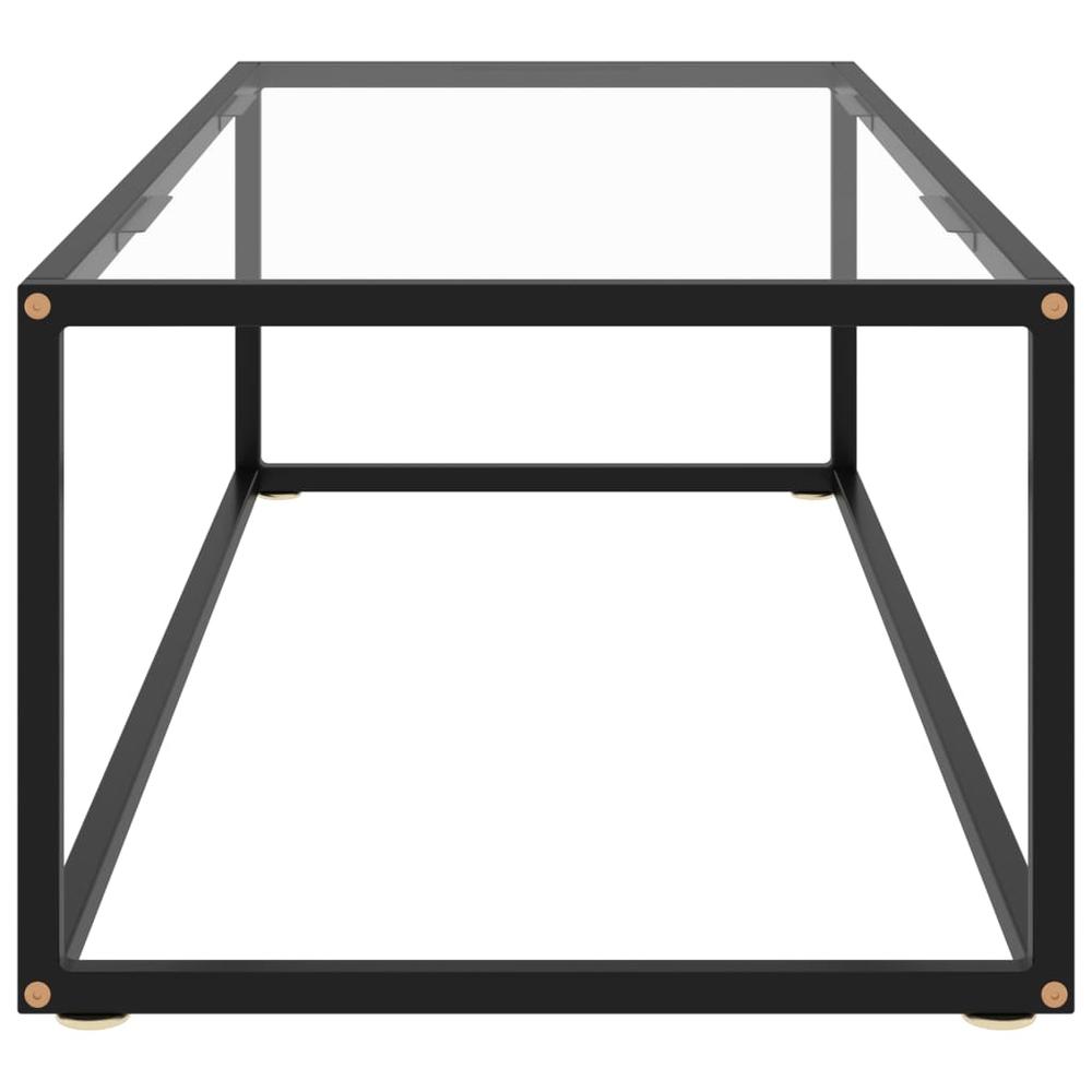 vidaXL Tea Table Black with Tempered Glass 47.2"x19.7"x13.8" 2883. Picture 3