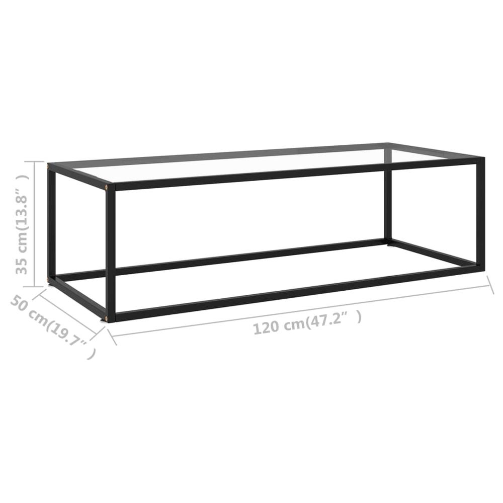 vidaXL Tea Table Black with Tempered Glass 47.2"x19.7"x13.8" 2883. Picture 6