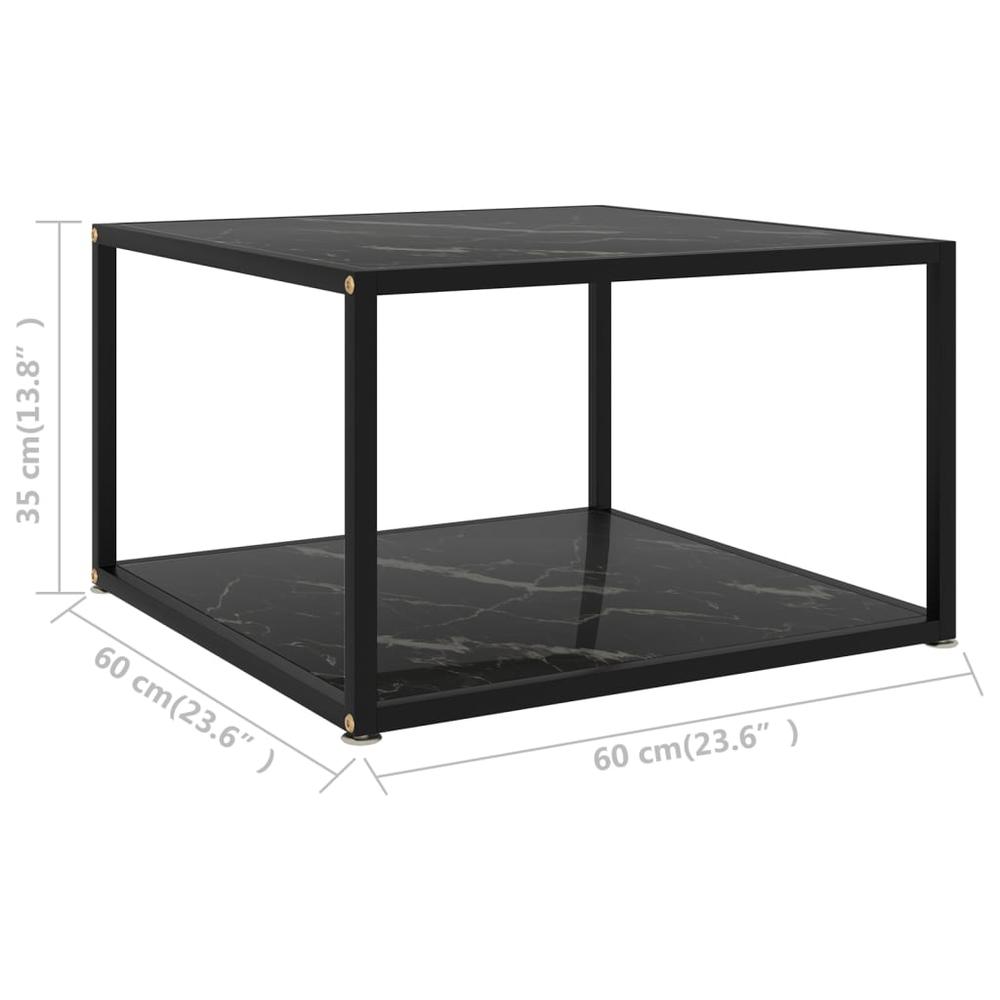 vidaXL Tea Table Black 23.6"x23.6"x13.8" Tempered Glass 2890. Picture 5