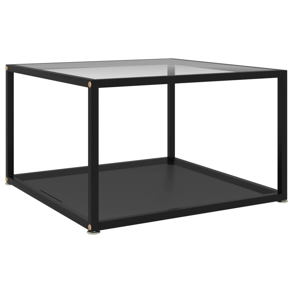 vidaXL Tea Table Transparent and Black 23.6"x23.6"x13.8" Tempered Glass 2891. Picture 1
