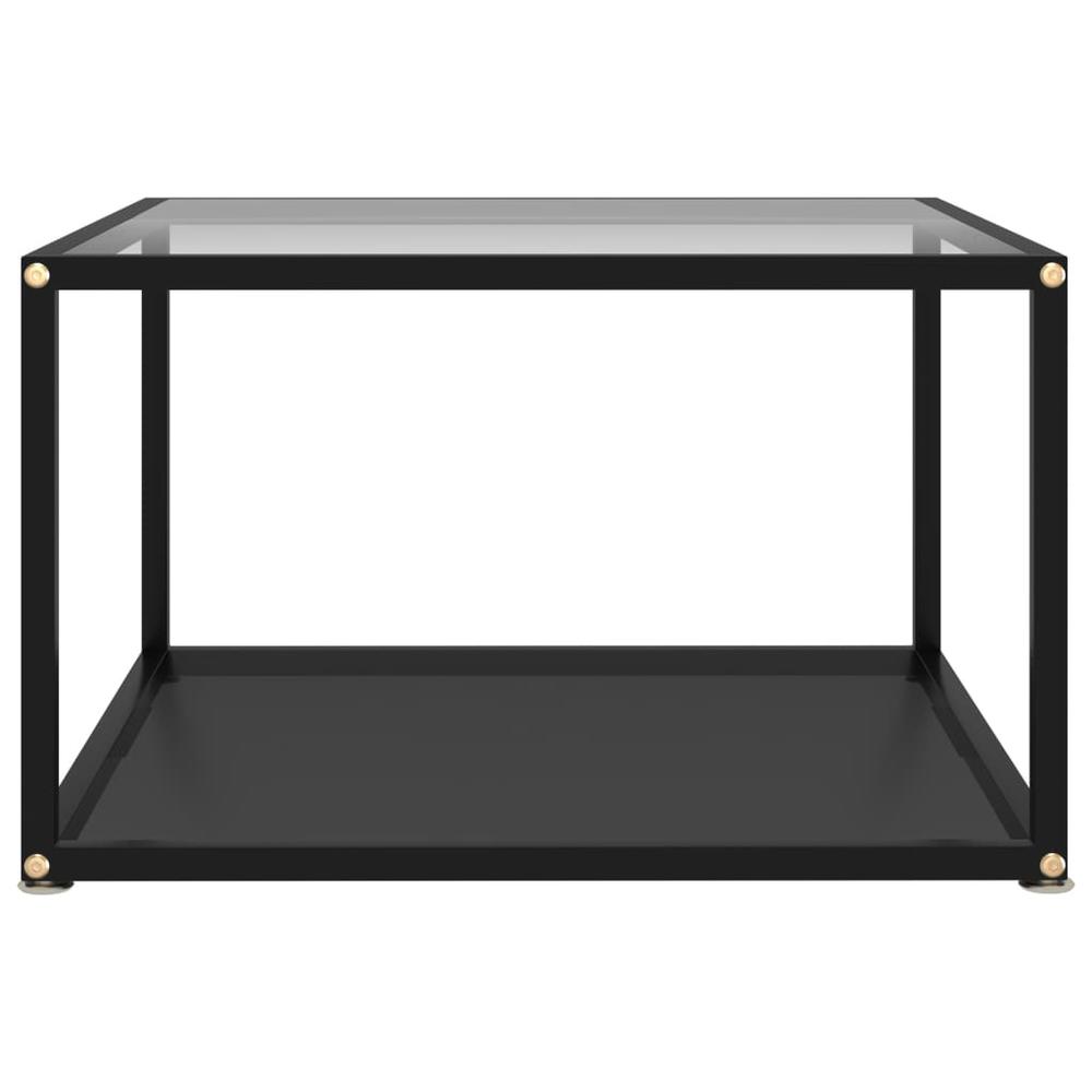 vidaXL Tea Table Transparent and Black 23.6"x23.6"x13.8" Tempered Glass 2891. Picture 2