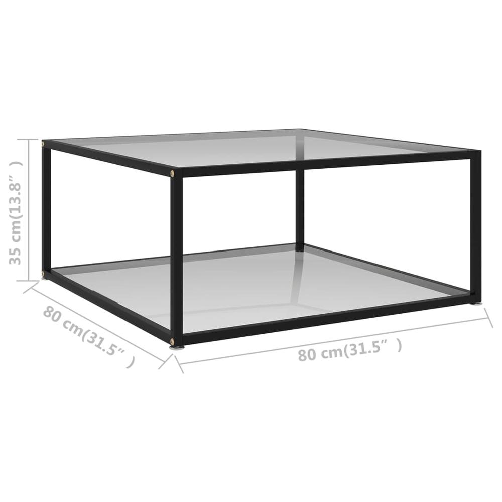 vidaXL Tea Table Transparent 31.5"x31.5"x13.8" Tempered Glass 2892. Picture 5