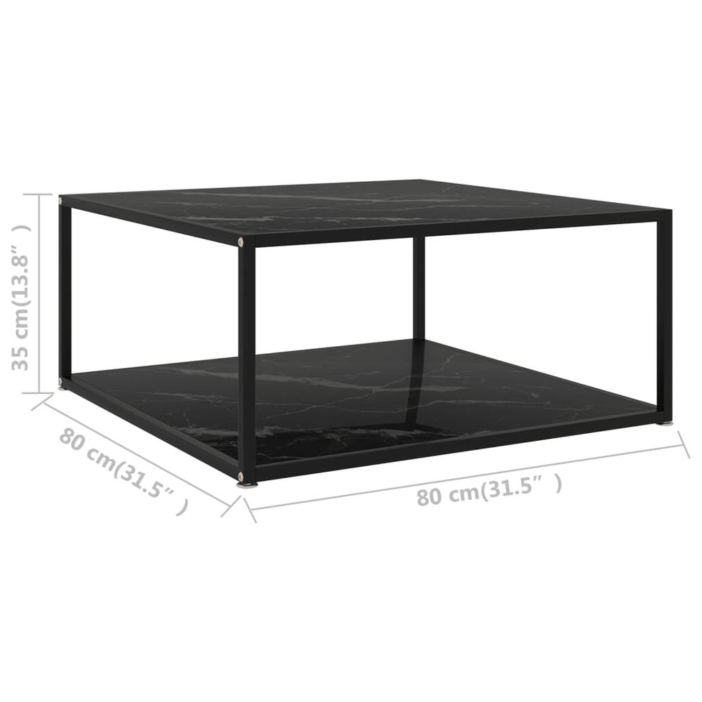 vidaXL Tea Table Black 31.5"x31.5"x13.8" Tempered Glass 2895. Picture 5