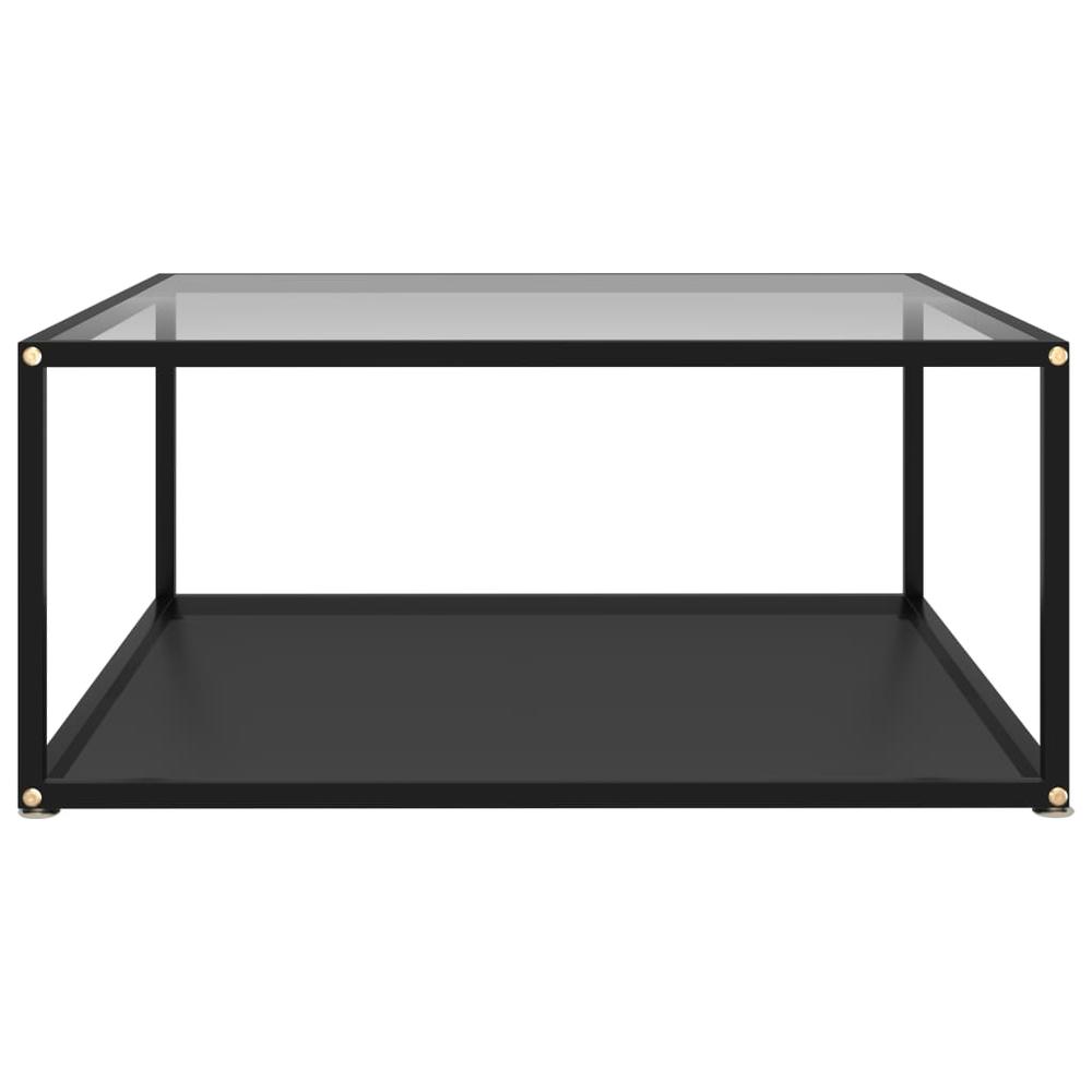 vidaXL Tea Table Transparent and Black 31.5"x31.5"x13.8" Tempered Glass 2896. Picture 2