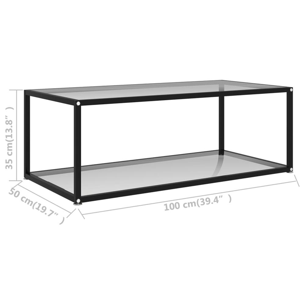 vidaXL Tea Table Transparent 39.4"x19.7"x13.8" Tempered Glass 2897. Picture 5