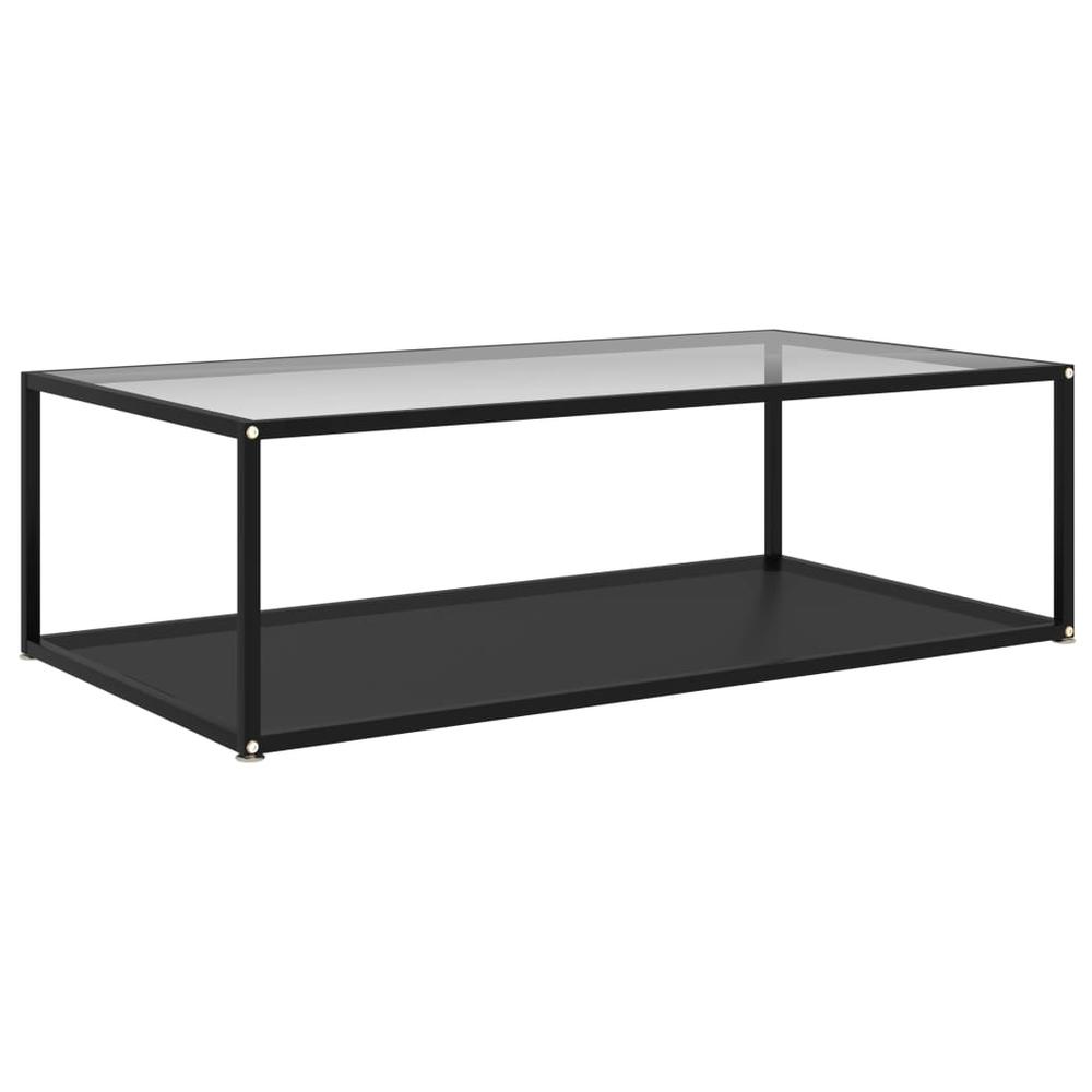 vidaXL Tea Table Transparent and Black 47.2"x23.6"x13.8" Tempered Glass 2906. Picture 1