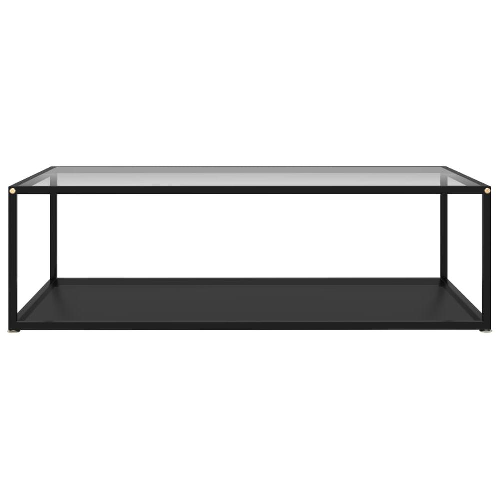 vidaXL Tea Table Transparent and Black 47.2"x23.6"x13.8" Tempered Glass 2906. Picture 2