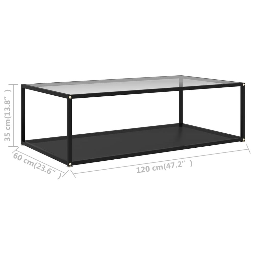 vidaXL Tea Table Transparent and Black 47.2"x23.6"x13.8" Tempered Glass 2906. Picture 5