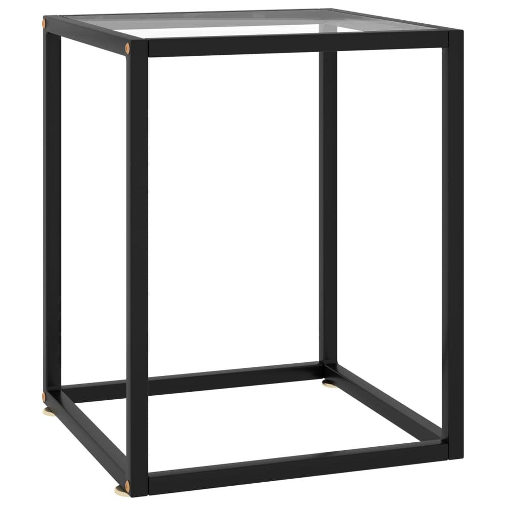 vidaXL Tea Table Black with Tempered Glass 15.7"x15.7"x19.7" 2907. Picture 1