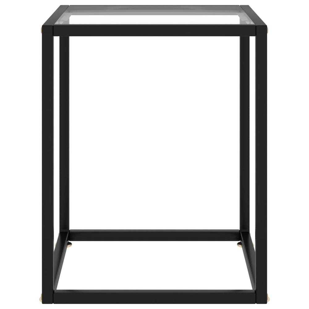 vidaXL Tea Table Black with Tempered Glass 15.7"x15.7"x19.7" 2907. Picture 2