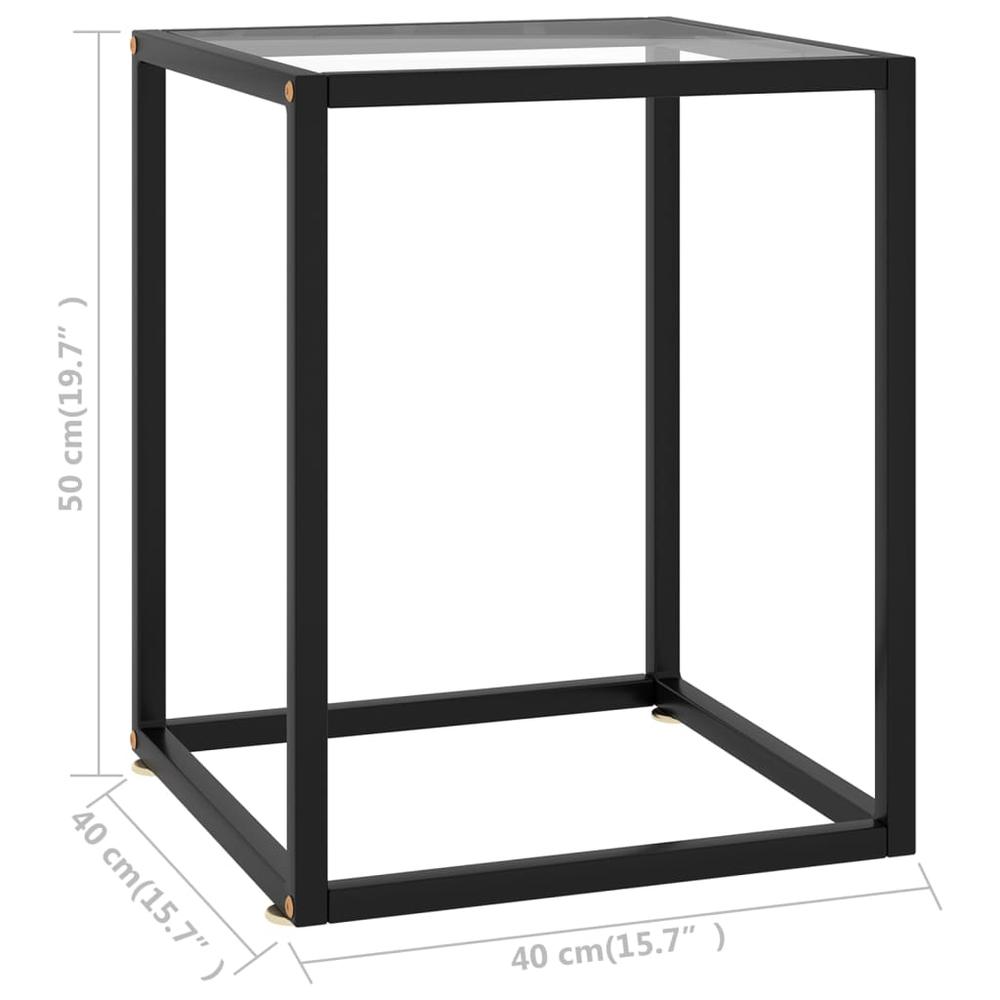 vidaXL Tea Table Black with Tempered Glass 15.7"x15.7"x19.7" 2907. Picture 5