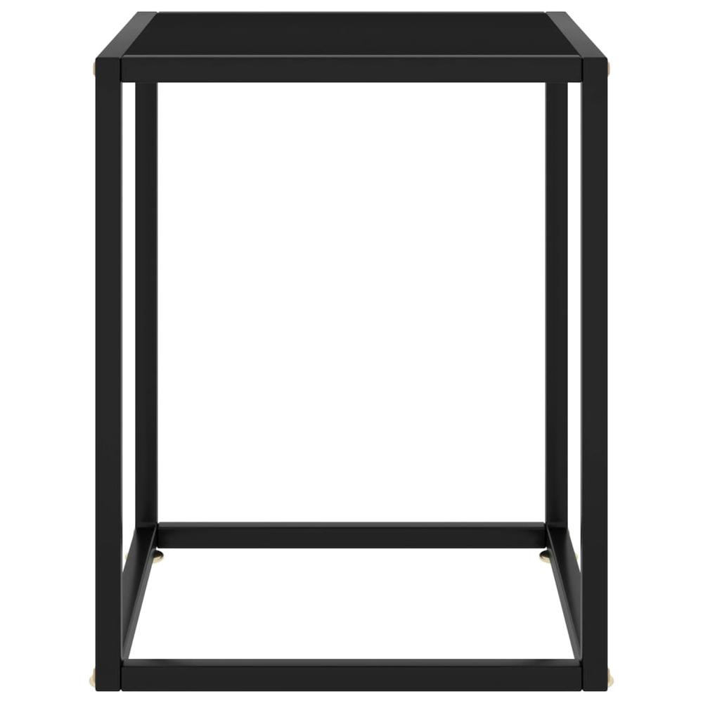 vidaXL Tea Table Black with Black Glass 15.7"x15.7"x19.7" 2908. Picture 2