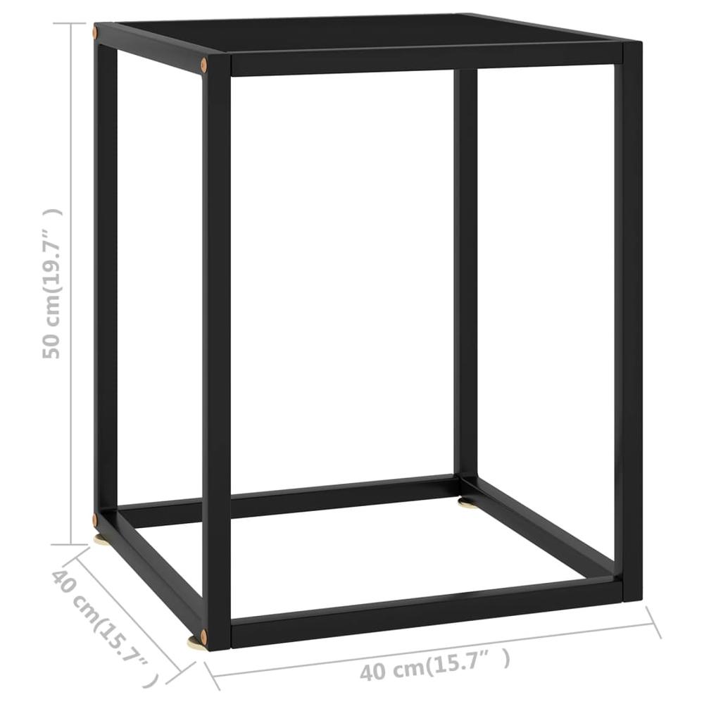 vidaXL Tea Table Black with Black Glass 15.7"x15.7"x19.7" 2908. Picture 5