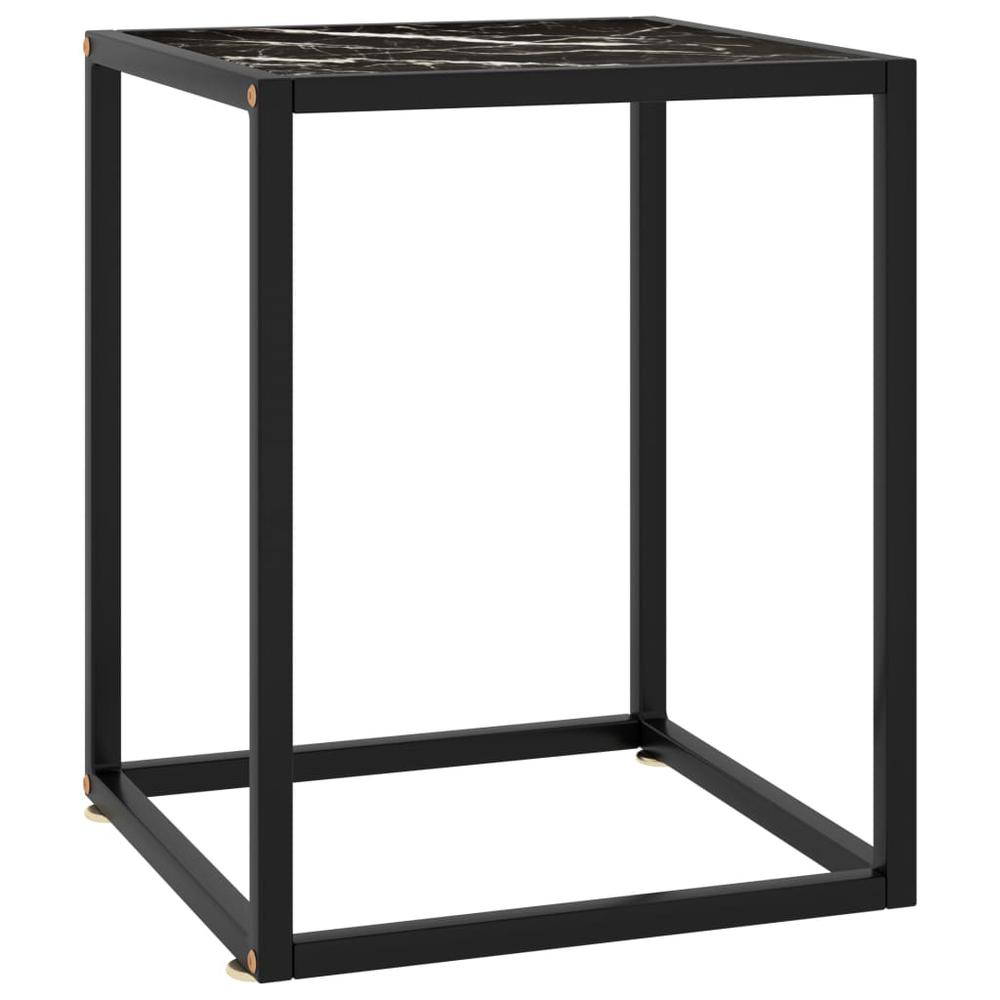 vidaXL Tea Table Black with Black Marble Glass 15.7"x15.7"x19.7" 2910. Picture 1