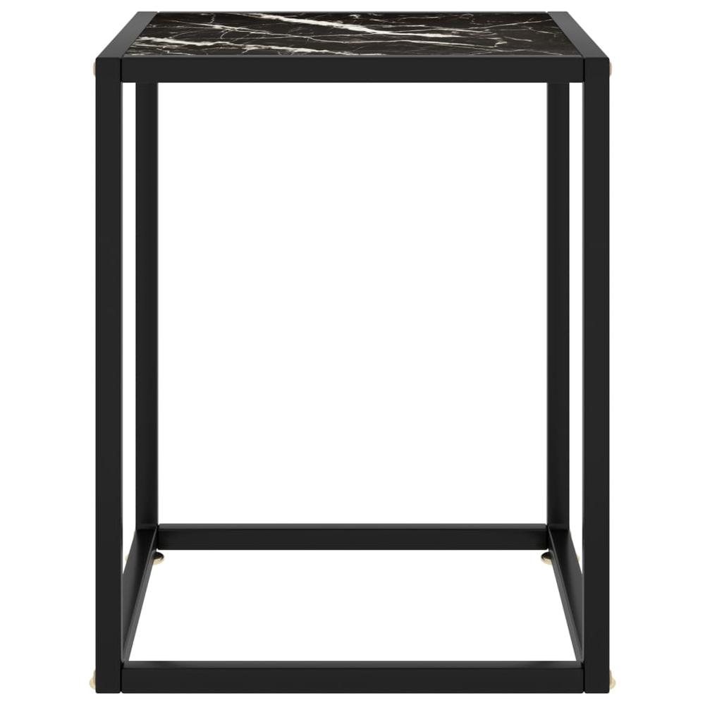 vidaXL Tea Table Black with Black Marble Glass 15.7"x15.7"x19.7" 2910. Picture 2