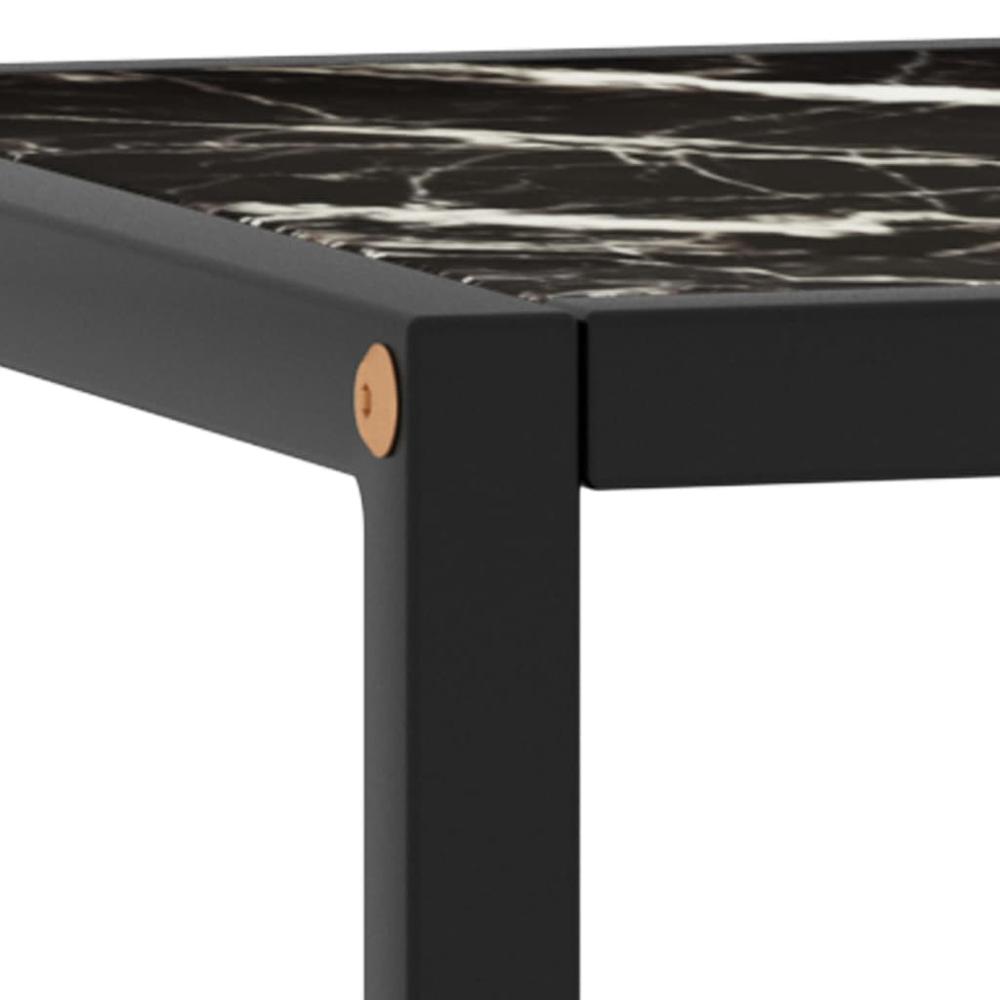 vidaXL Tea Table Black with Black Marble Glass 15.7"x15.7"x19.7" 2910. Picture 4