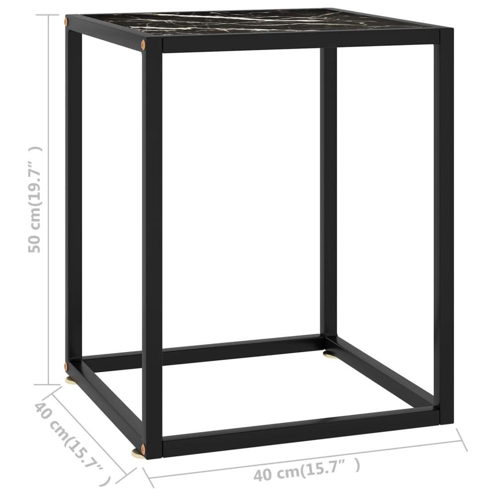 vidaXL Tea Table Black with Black Marble Glass 15.7"x15.7"x19.7" 2910. Picture 5
